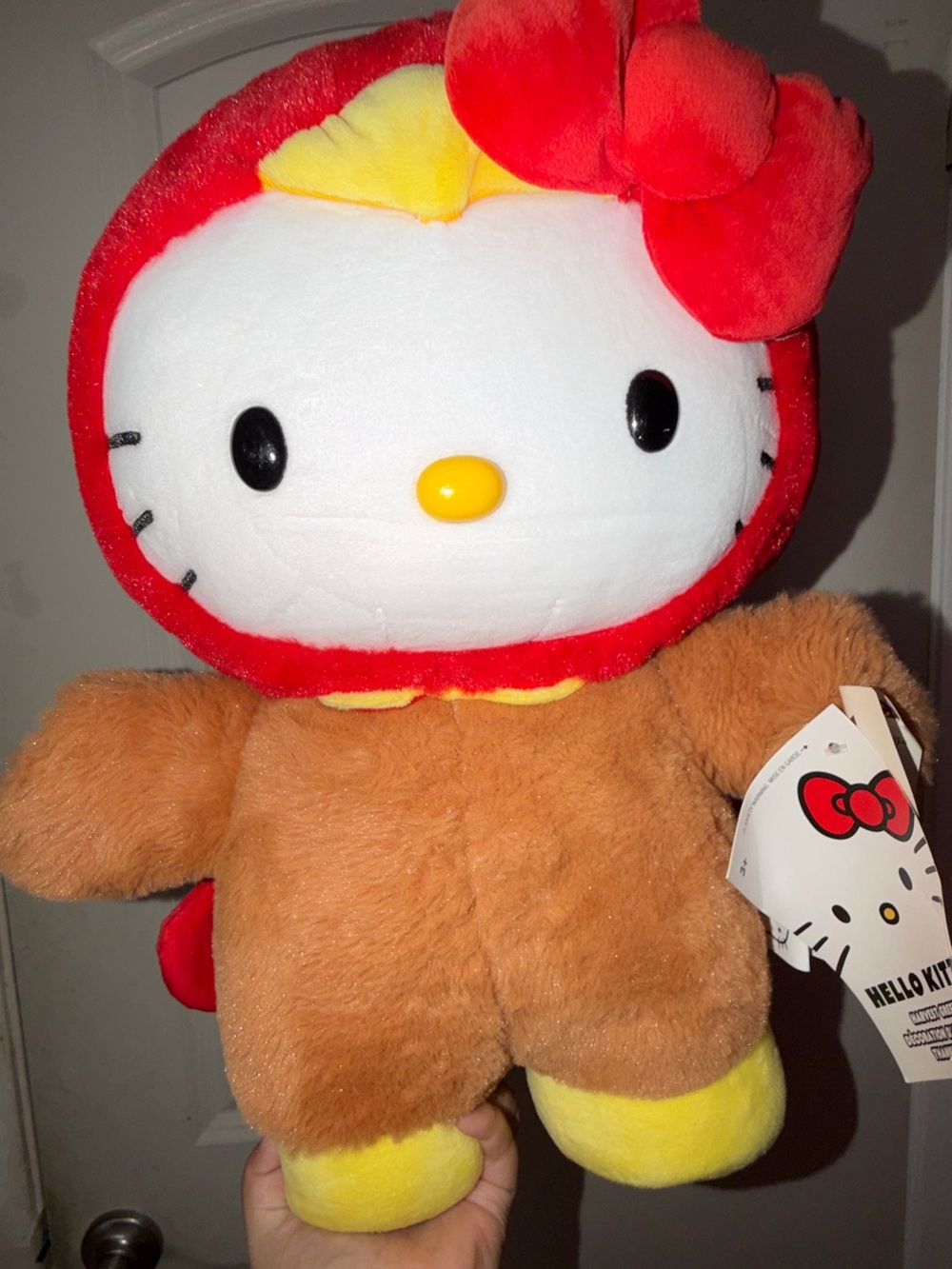 Hello Kitty Plush in Red Hood with Brown Body and Yellow Accents - Sanrio